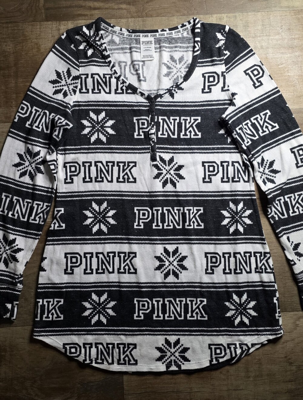 Victoria’s Secret PINK Fair Isle Thermal Henley Size Large